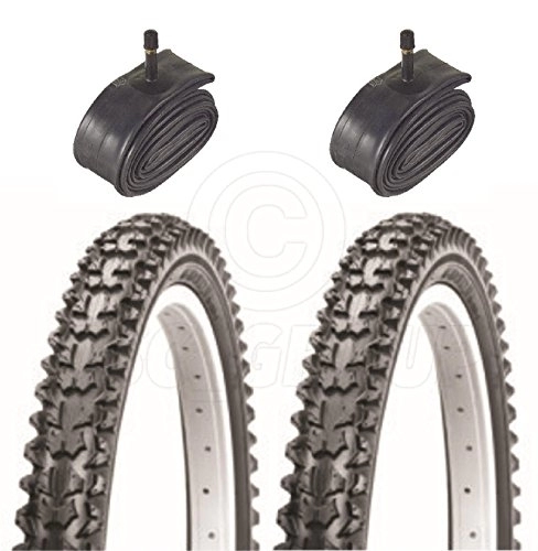 Mountain Bike Tyres : 2 Bicycle Tyres Bike Tires - Mountain Bike - 18 x 1.95 - With Schrader Tubes