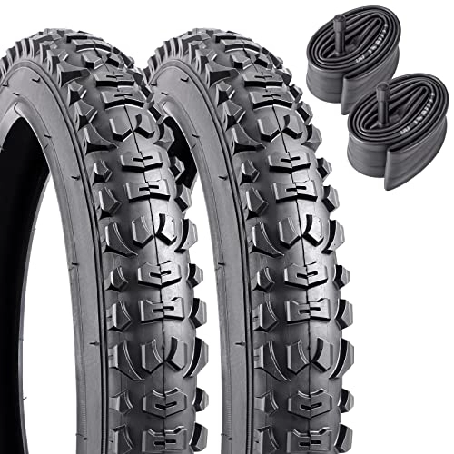 Mountain Bike Tyres : 2 Pack 16" Mountain Bike Tyres 16 x 1.95 (54-305) Plus 2 Pack 16" Bike Tubes Compatible with 16x1.95 Bike Tyre and Tubes (P1063-Black)