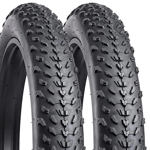 Mountain Bike Tyres : 2 Pack 20" Fat Bike Tires 20 x 4.0 Plus 2 Pack Fat Tyre Tube 20x3.5 / 4.0 AV32mm Valve Compatible with 20 x 4.0 Mountain Bike Fat Tires(Black)
