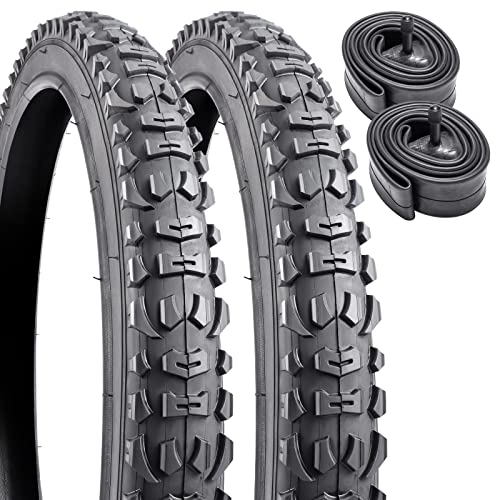 Mountain Bike Tyres : 2 Pack 20" Mountain Bike Tyres 20 x 1.95 (53-406) Plus 2 Pack 20" Bike Tubes Compatible with 20x1.95 Bike Tyre and Tubes (P1063-Black)