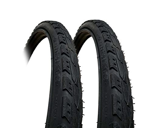 Mountain Bike Tyres : 2 Pack -26 x 1.75 Semi-Slick Mountain Bike Tyres - Smooth Fast Rolling centre with raised edges (47-559)