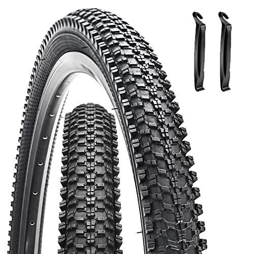Mountain Bike Tyres : 2 Pack Bike Tire 24 26 27.5 X 1.95 Inch Folding Replacement Bike Tire with Tire Levers Foldable Bead Bicycle Tire for Mountain Bike MTB (24 X 1.95)