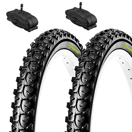 Mountain Bike Tyres : 2 Tyres 16 X 1.75 + Chambers with America Valve | Tires 47-305 Tassellati Tires for Mountain Bike Child