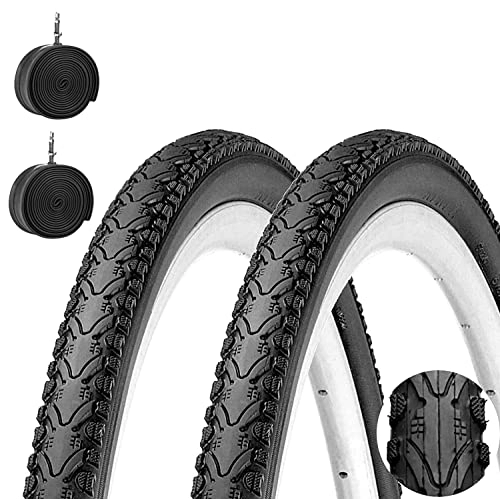 Mountain Bike Tyres : 2 Tyres 700x45C (29 x 1.75) + Chambers Tires Kenda Demi Slick Gravel Adult Trekking Bike MTB Hybrid