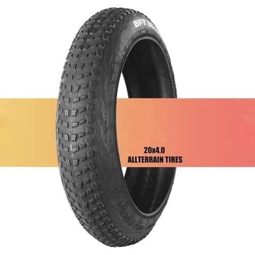 Mountain Bike Tyres : 20" Mountain Bike Fat Tyre, Bike Fat Tire 100-406 / 20x4.0 | 20x4.0 Electric Bike Tire | 20" Fat Tires All-Terrain Tires | E Bike Fat Tires with Arrow Tread for Increased Contact Area | 30 PSI