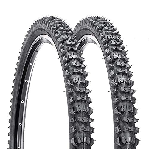 Mountain Bike Tyres : 20 X 1.95 Mountain Bike Tyres, MTB Bead Wire Tyres, 20 Inch Bicycle / Bike Cross Country Tyre, Non-Slip, Durable, High Speed, Fit XC, AM, City Bike, 2 Pack