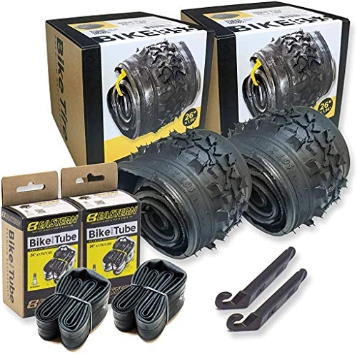 Mountain Bike Tyres : 26 Inch Bike Tire Replacement Kit for Mountain Bike Tires 26 X 1.95 Includes Tools. with or Without Tubes Choose 1 or 2 Packs. (2 Tires & No Tubes)