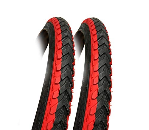 Mountain Bike Tyres : 2pk - 26 x 2.125 RED & BLACK bike Tyres - Bicycle Tyres - Mountain Bike etc 26x2.125 (57-559)