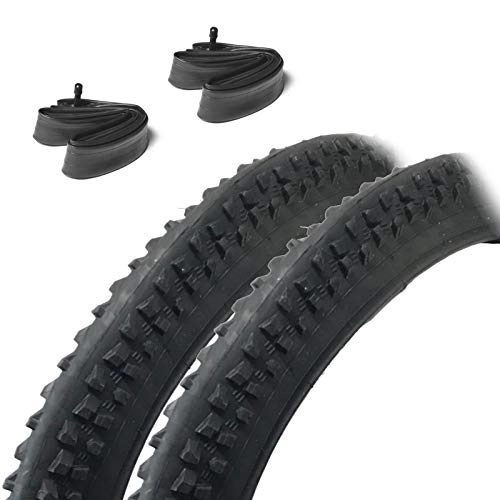 Mountain Bike Tyres : 2x Bike Bicycle 24x2.10 54-507 Semi-Slick TYRES AND TUBES Mountain bike mtb