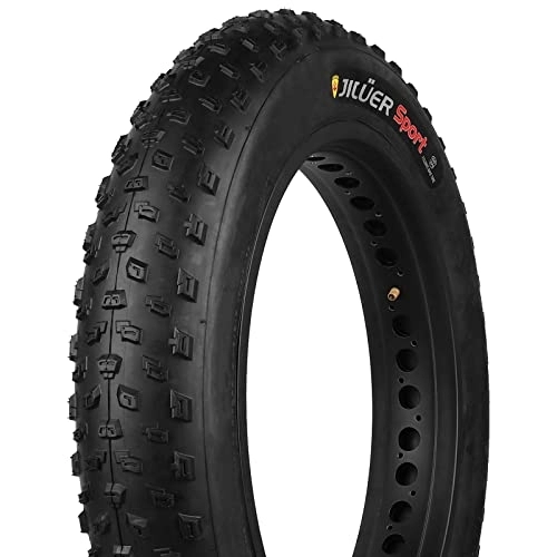 Mountain Bike Tyres : Accolmile Fat Tire Bike Tire : 20 X 4 Inch JILUER Folding Bead Electric Bicycle Tires, Replacement Fat Tire for Wide Snow Mountain Ebike - Black - 1 Pack