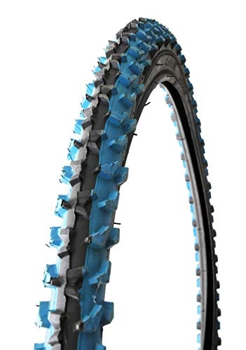 Mountain Bike Tyres : Ammaco. Acorn 26" x 1.90" Mountain Bike MTB Off-Road Bike Bicycle Single Replacement Tyre Black / Blue Coloured Tread
