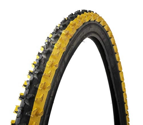 Mountain Bike Tyres : Ammaco. Acorn 26" x 1.90" Mountain Bike MTB Off-Road Bike Bicycle Tyre Black / Yellow Coloured Tread
