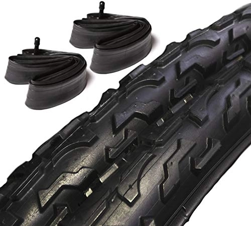 Mountain Bike Tyres : ASC 2x Bicycle Bike Tyres & Tubes (Schrader Valve) - 20 x 1.95 Tyres - Off Road Tread For Kids Mountain Bike