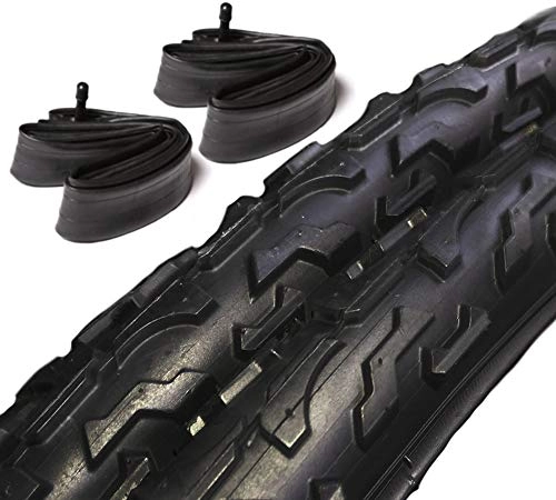 Mountain Bike Tyres : ASC 2x Bicycle Bike Tyres & Tubes (Schrader Valve) - 20 x 1.95 Tyres - Off Road Tread For Kids Mountain Bike (Tyres & Tubes - OffRoad Tread)