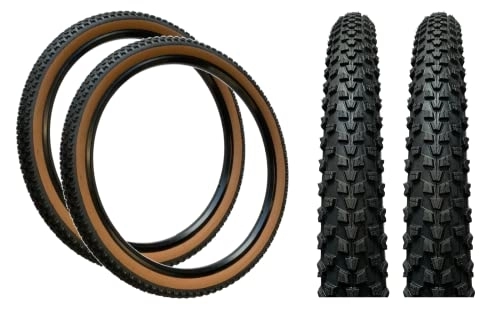 Mountain Bike Tyres : Baldwins PAIR Baldy's 27.5 x 2.25 Mountain Bike Classic Brown Wall Off Road TYRES, Black with Brown Wall