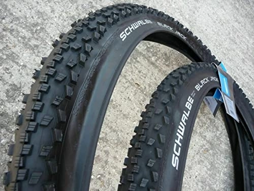 Mountain Bike Tyres : Black Jack Tyres Pair Of 24 x 1.90 Mountain bike tyre Schwalbe MTB Bicycle With Free Lights