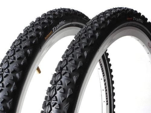 Mountain Bike Tyres : Continental '2x 26 Traffic MTB Bicycle Tyre 26 x 1.9 Inches Wire Reflex