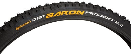 Mountain Bike Tyres : Continental Der Baron 2.4 Projekt Tyre 26", foldable black 2017 26 inch Mountian bike tyre