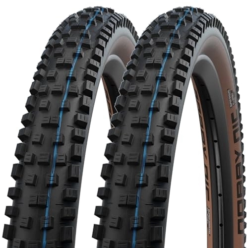 Mountain Bike Tyres : Contrast Schwalbe Nobby Nic Addix 26" x 2.40 (62-559) Tanwall Folding Mountain Bike Tyres (Pair)
