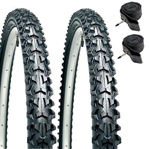 Mountain Bike Tyres : CST Eiger Mountain Bike Tyres 26" x 1.95" (PAIR) & Presta Inner Tubes