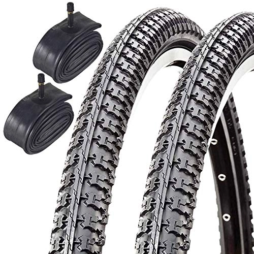 Mountain Bike Tyres : CST Raleigh T1345 26" x 1.75 Centre Raised Tread Mountain Bike Tyres with Schrader Tubes (Pair)