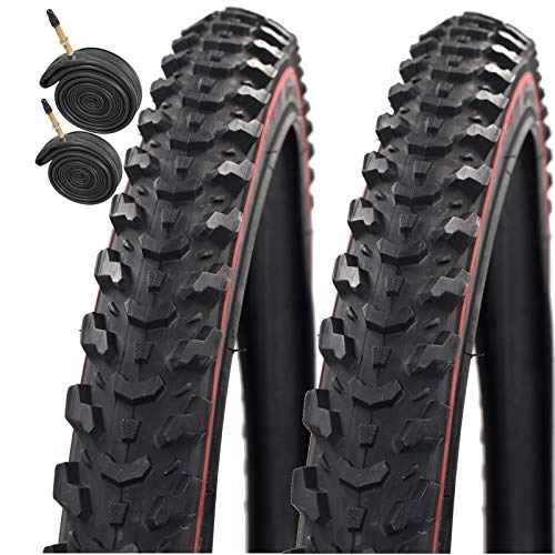 Mountain Bike Tyres : CST T1290 Eiger Redline 26" X 2.35 Bike Tyres with Presta Inner Tubes (Pair)