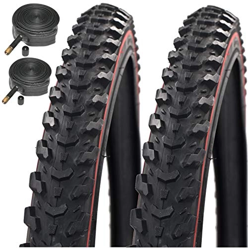 Mountain Bike Tyres : CST T1290 Eiger Redline 26" X 2.35 Bike Tyres with Schrader Inner Tubes (Pair)