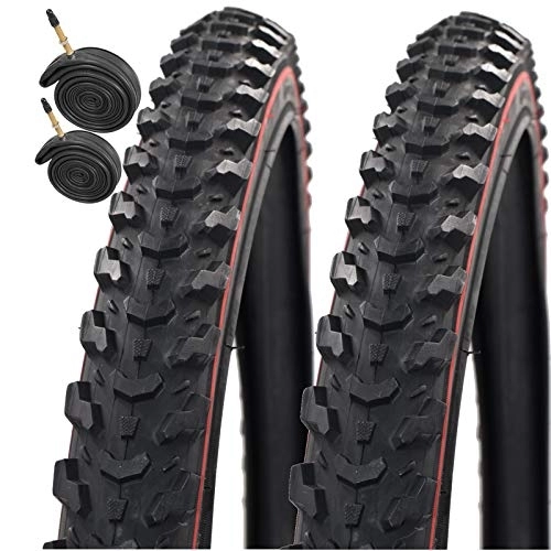 Mountain Bike Tyres : CST T1310 Eiger Redline 26" X 1.95 Mountain Bike Tyres with Presta Inner Tubes (Pair)