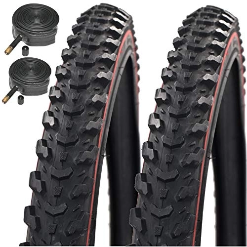 Mountain Bike Tyres : CST T1310 Eiger Redline 26" X 1.95 Mountain Bike Tyres with Schrader Inner Tubes (Pair)