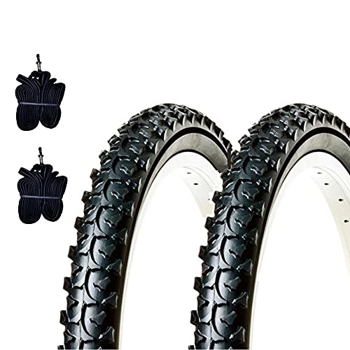 Mountain Bike Tyres : Ecovelò 2 COVERS 20 X 1.95 (50-406) + ROOMS Black Rubber Tires MTB Child Mountain Bike