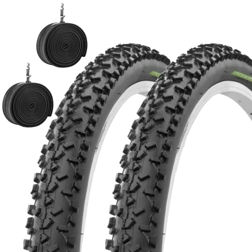 Mountain Bike Tyres : Ecovelò, 2 MTB Covers 29 x 2.25 (57-622) + Unisex Adult Rooms, Black