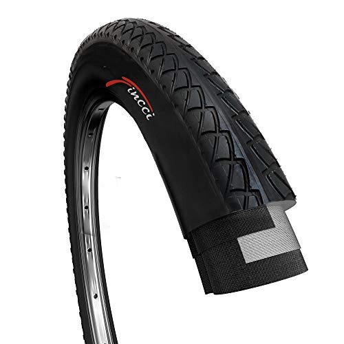 Mountain Bike Tyres : Fincci 26 x 1.95 Inch 53-559 Foldable Slick Tyre for Road Mountain Hybrid Bike Bicycle