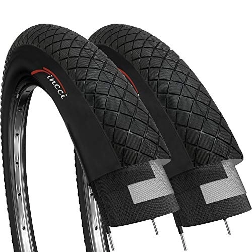 Mountain Bike Tyres : Fincci Pair 20 x 1.95 Inch 53-406 BMX Tyres for MTB Off Road or Childrens Kids Childs Bicycle Cycle (Pack of 2)