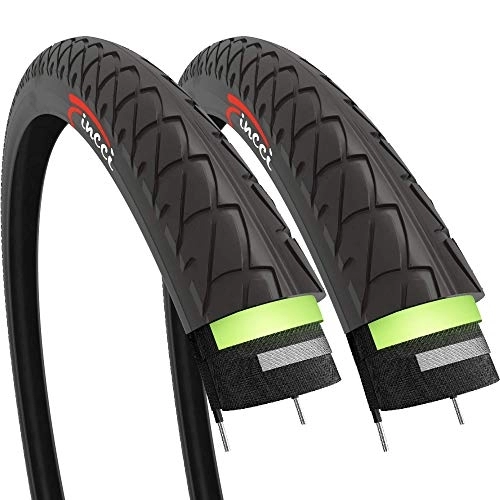 Mountain Bike Tyres : Fincci Pair 26 x 1.95 Inch 50-559 Slick Tyres with 3mm Antipuncture Protection for Road Mountain Hybrid Bike Bicycle (Pack of 2)