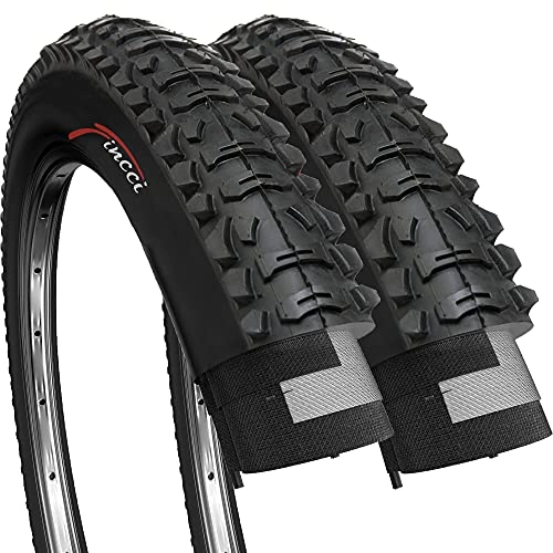 Mountain Bike Tyres : Fincci Pair 26 x 1.95 Inch 53-559 Foldable Tyres for MTB Mountain Hybrid Bike Bicycle (Pack of 2)