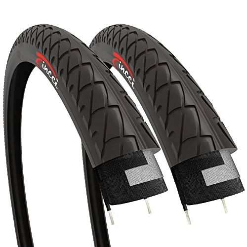 Mountain Bike Tyres : Fincci Pair 26 x 2.125 inch Slick Hybrid Bike Tyres 54-559 Tyre for Cycle Road Mountain MTB Bicycle with 26x2.125 Tyres (Pack of 2)