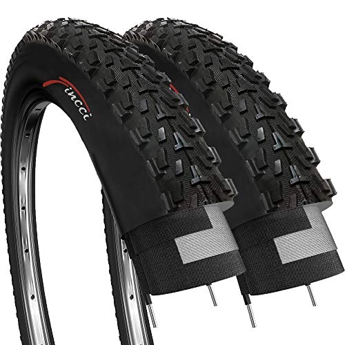 Mountain Bike Tyres : Fincci Pair 26 x 2.35 Inch 57-559 Foldable Tyres for Road Mountain MTB Mud Dirt Offroad Bike Bicycle (Pack of 2)