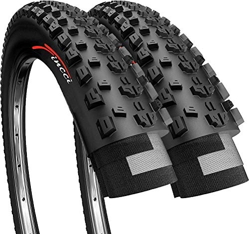 Mountain Bike Tyres : Fincci Pair 27.5 x 2.10 Inch 54-584 Foldable Tyres for Road Mountain MTB Mud Dirt Offroad Bike Bicycle (Pack of 2)