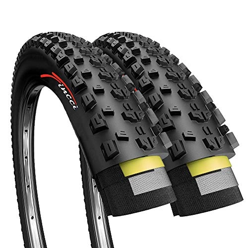 Mountain Bike Tyres : Fincci Pair 27.5 x 2.25 Inch 57-584 Foldable 60 TPI All Mountain Enduro Tires with Nylon Protection for MTB Hybrid Bike Bicycle - Pack of 2