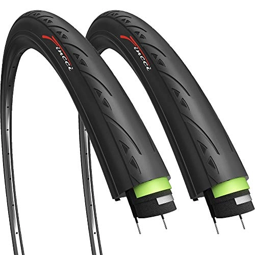 Mountain Bike Tyres : Fincci Pair 700 x 25c 25-622 Tyres with 3mm Antipuncture Protection 60TPI for Cycle Race Road Racing Touring Bicycle Bike (Pack of 2)