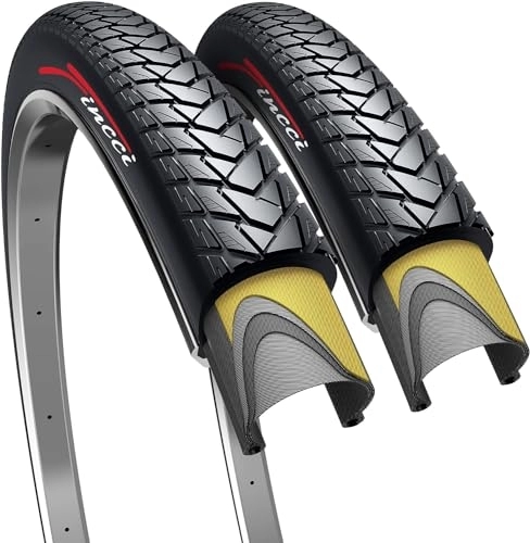 Mountain Bike Tyres : Fincci Pair 700 x 35c Tyres 37-622 Foldable 60 TPI City Commuter 700c Tyres with 1mm Nylon Anti-Puncture Protection for Cycle Road Mountain MTB Hybrid Gravel Offroad Bike Bicycle
