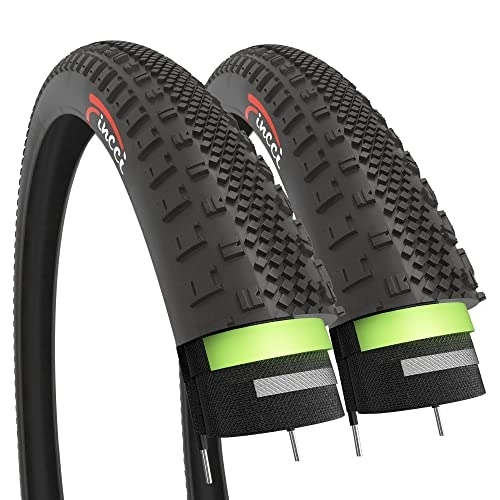 Mountain Bike Tyres : Fincci Pair 700 x 38c 40-622 Foldable Gravel Tyres with 1mm Antipuncture Protection for Electric Road MTB Hybrid Bike Bicycle (Pack of 2)