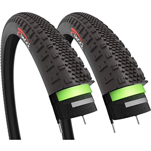 Mountain Bike Tyres : Fincci Pair 700 x 38c 40-622 Tyres with 2.5mm Antipuncture Protection for Electric Road MTB Hybrid Bike Bicycle (Pack of 2)