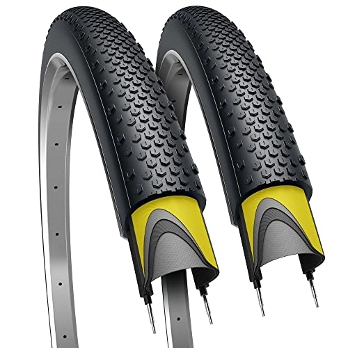 Mountain Bike Tyres : Fincci Pair 700 x 38c Tyres 40-622 with 1mm Antipuncture Protection for Gravel Cycle Electric Cyclocross MTB Cross Hybrid Bike Bicycle - Set of 2 700x38c Tyre