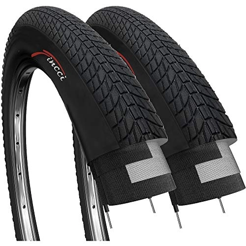 Mountain Bike Tyres : Fincci Pair Bike Tyre 20 x 1.75 Inch 47-406 Cycle Mountain Tyres for BMX or Kids Childrens Bike and Folding Bicycle 20x1.75 (Pack of 2)