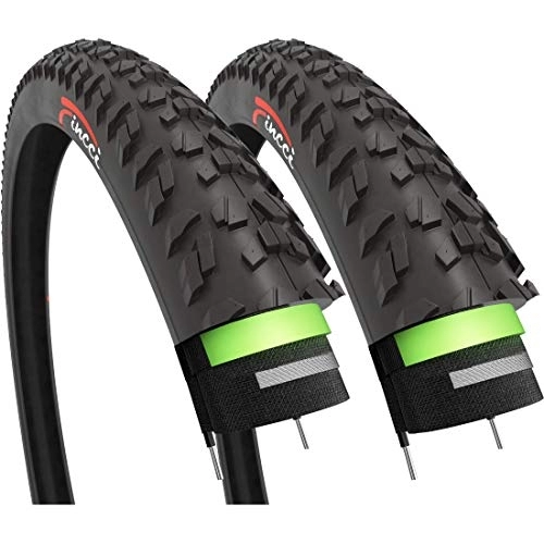 Mountain Bike Tyres : Fincci Pair Bike Tyre 26x1.95 Inch 52-559 Tyres with 3mm Anti Puncture Proof Protection 60TPI for MTB Mountain Cycle Hybrid Bike Bicycle with 26 x 1.95 Tyre (Pack of 2)