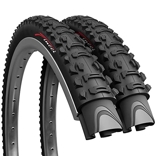Mountain Bike Tyres : Fincci Pair of 26 x 1.95 Inch 53-559 Foldable 60 TPI Tyres for MTB Mountain Hybrid Bike Bicycle (Pack of 2)