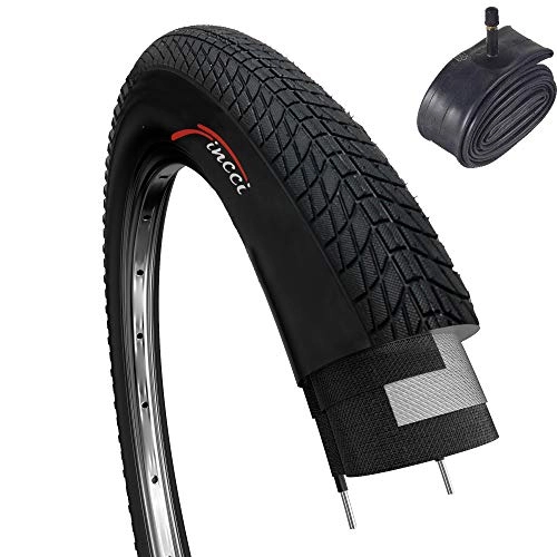 Mountain Bike Tyres : Fincci Set 20 x 1.75 Inch 47-406 Tyre with Schrader Inner Tube for BMX or Kids Childs Bike Bicycle