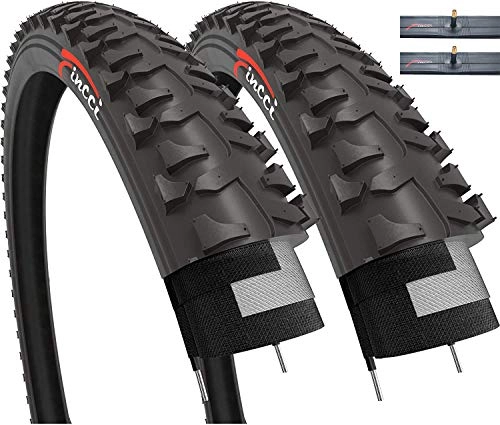 Mountain Bike Tyres : Fincci Set Pair 20 x 1.75 Inch 47-406 Tyres with Schrader Inner Tubes for BMX MTB Mountain Offroad or Kids Childs Bike Bicycle (Pack of 2)