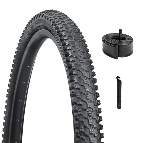 Mountain Bike Tyres : HUIOK 26x1.95 Inch Bike Tire Folding Bead Replacement Tire for MTB Mountain Bicycle Tire with Inner (Black)